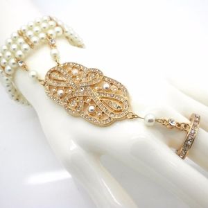 Pearl Gold Crystal slave Bracelet